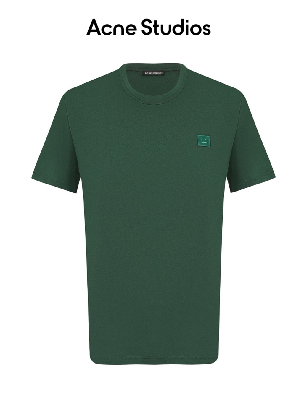 Acne Studios Nash Face Tee Dark Green Cotton Logo T-Shirt Men’s XS Streetwear